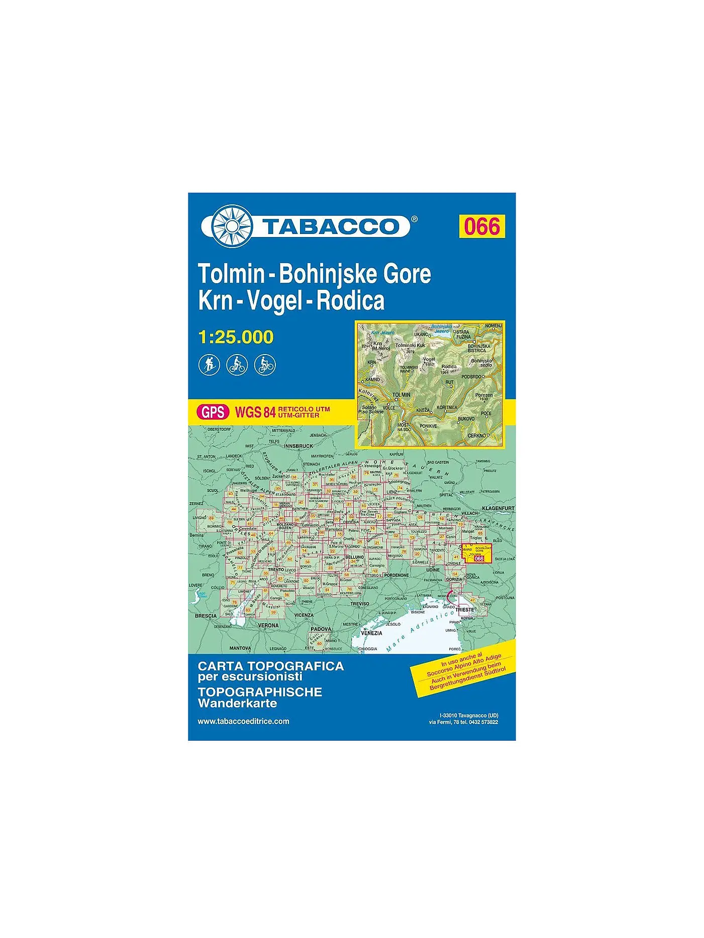 TABACCO | Wanderkarte 066, Tolmin-Bohinjske Gore 1:25.000 | 